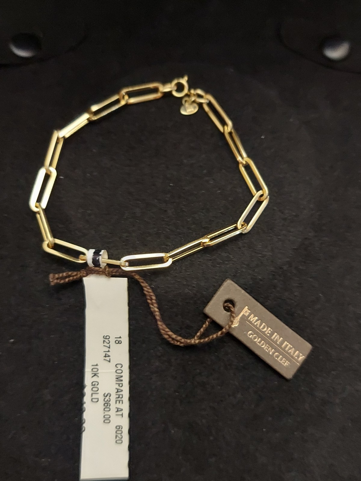 10k YG Paper Clip Made In ITA. 7″ Hollow Bracelet Approx 1.4″Gm” MSRP $360.00