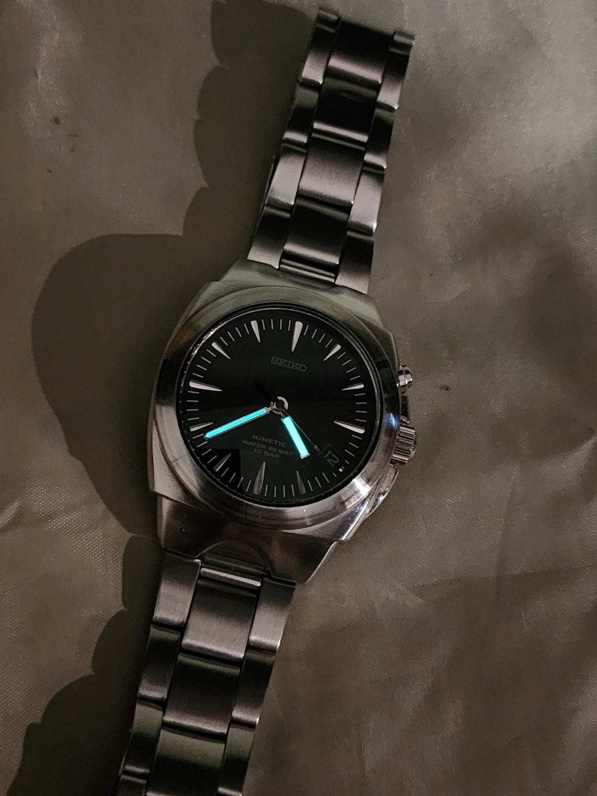 Seiko (SUS AGS) KINETIC 5M42-0E50 A4 Black Dial Japan Vintatage RARE