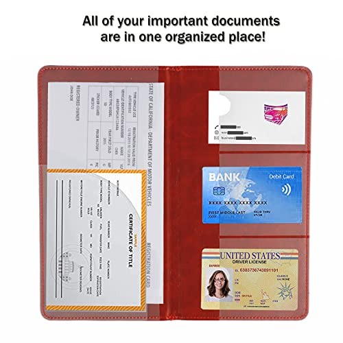 UYYE Auto Car Registration and Insurance Documents Holder – PU Leather Red