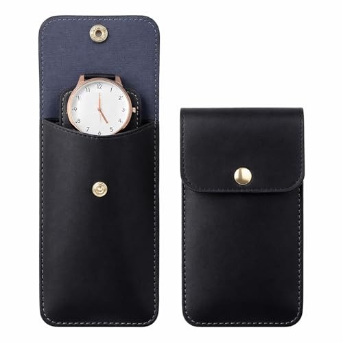 2 Pcs Travel Watch Pouch, PU Leather Watch Pouches, Portable Single Watches