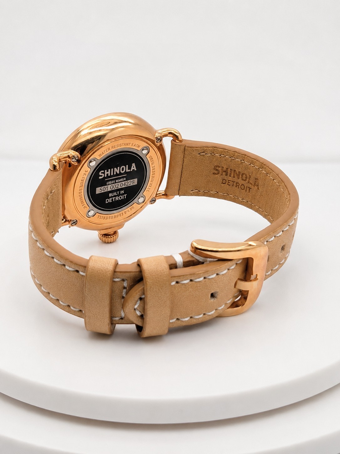 Shinola Argonite-1069 Gold Tone Women’s Watch Leather Strap New