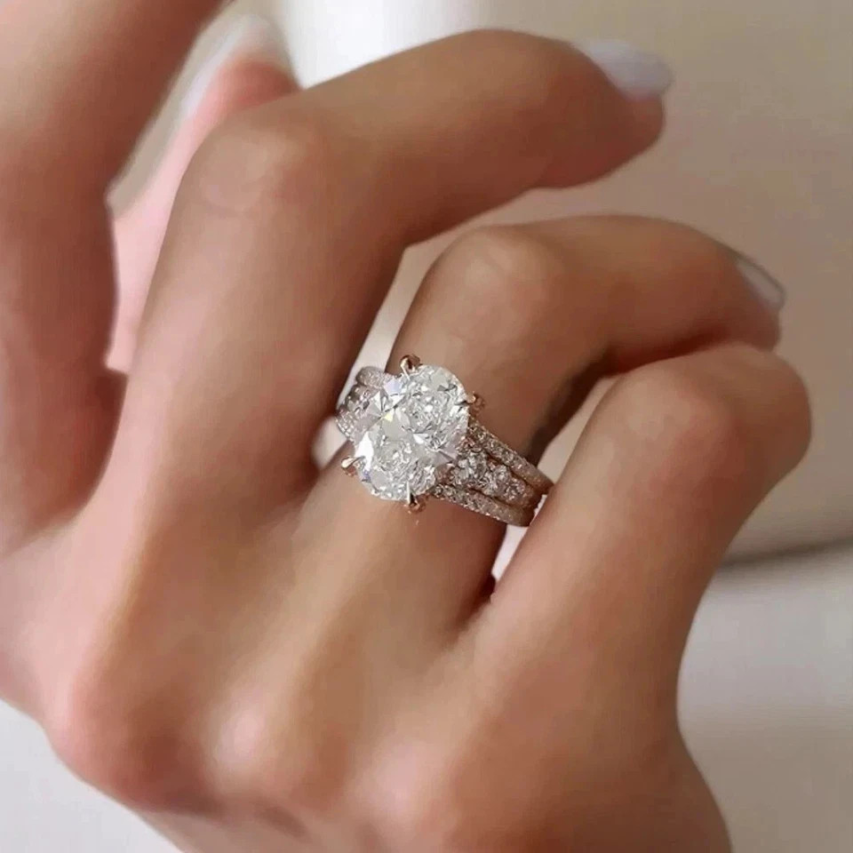 5.25 CT IGI Oval F-VS1 Lab Grown Diamond Women Wedding Gift Ring 14K White Gold