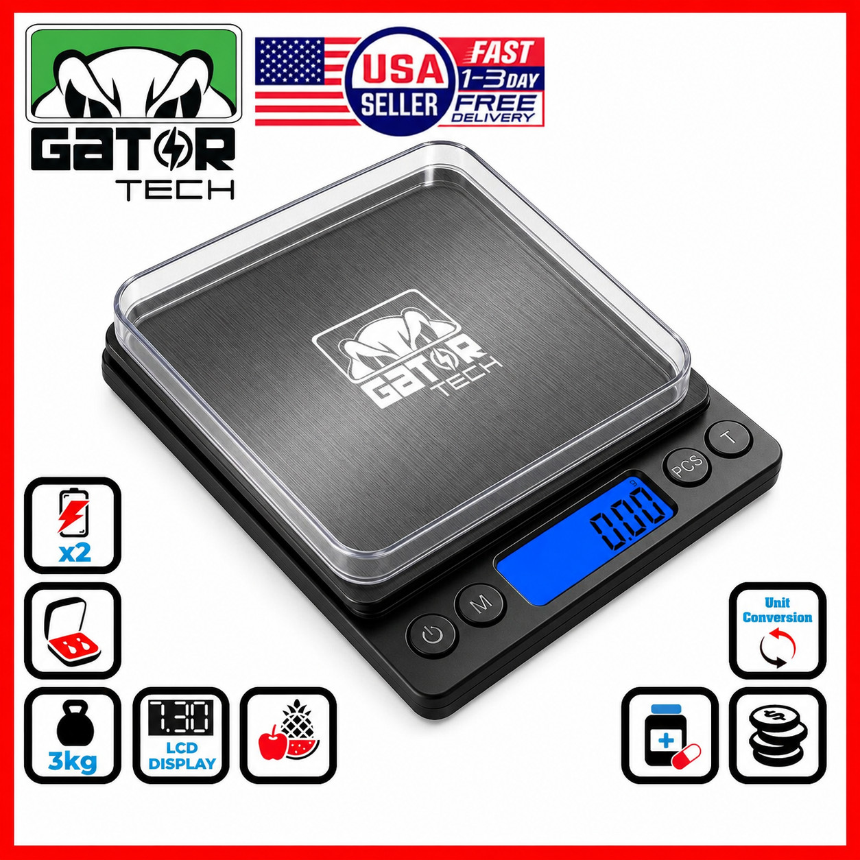 Digital Kitchen Scale Food Diet Cook Weight Jewelry Gold Grain Gram 2000g x 0.1g