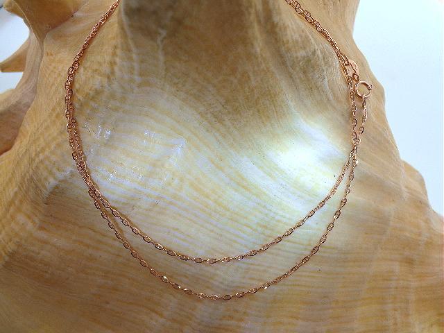 1.1MM ITALIAN 14K ROSE GOLD SPARKLY DIAMOND-CUT ANCHOR CHAIN NECKLACE 16-24″