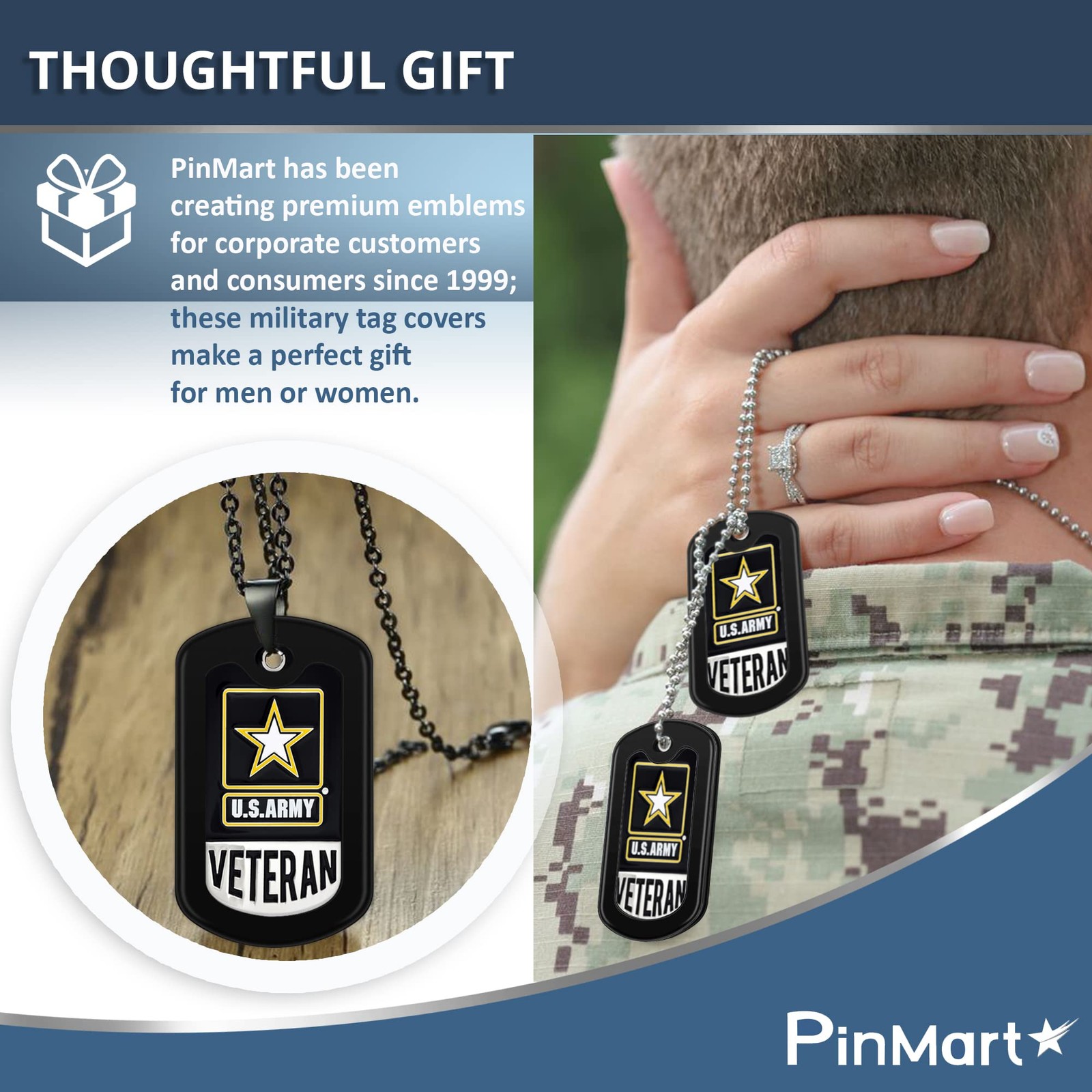 PinMart Black Military Dog Tags Silencers – Engraved Dog Tag Holder – Silicon…
