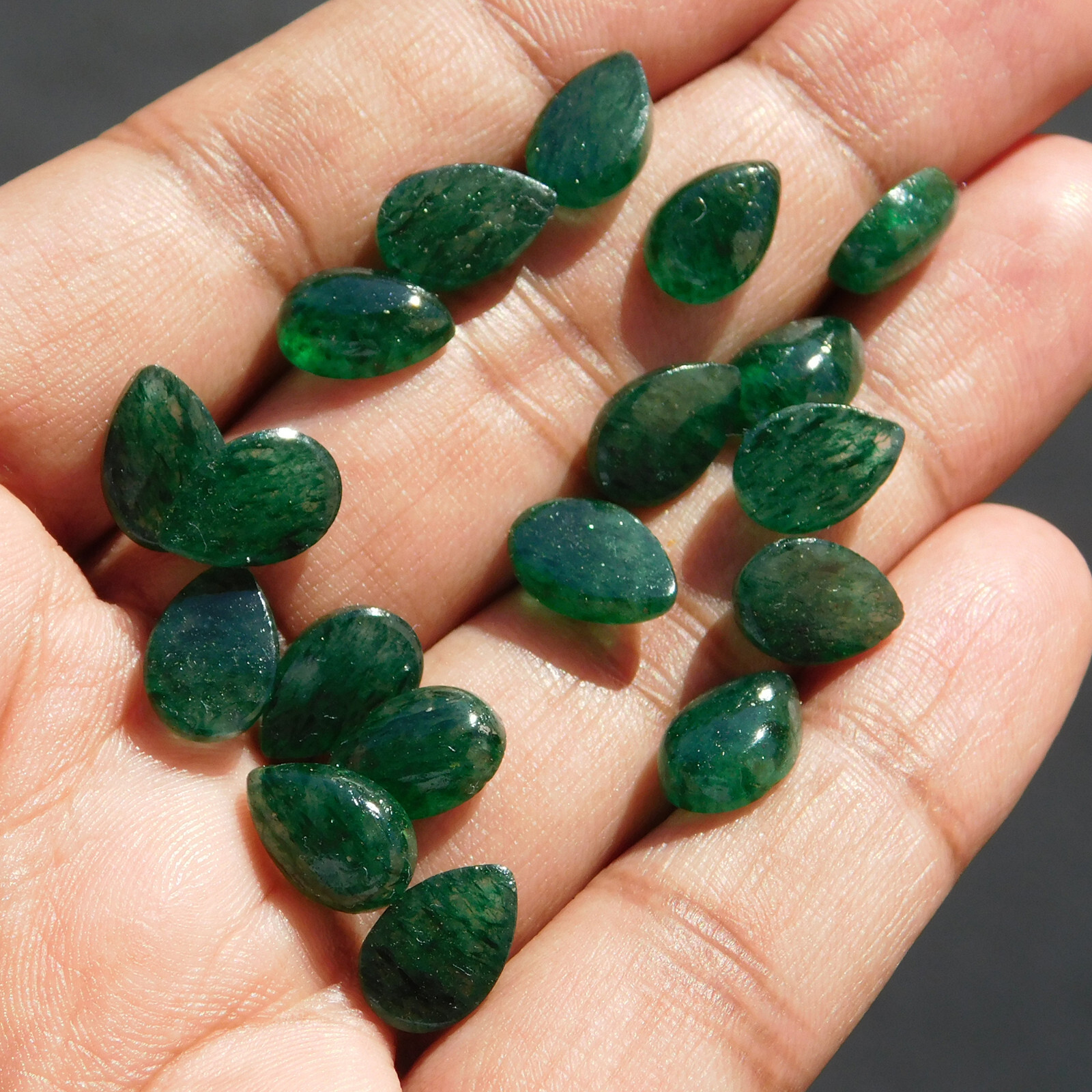 Natural Green Aventurine Pear 3×5 mm to 15×20 mm Cabochon Loose Gemstone Lot