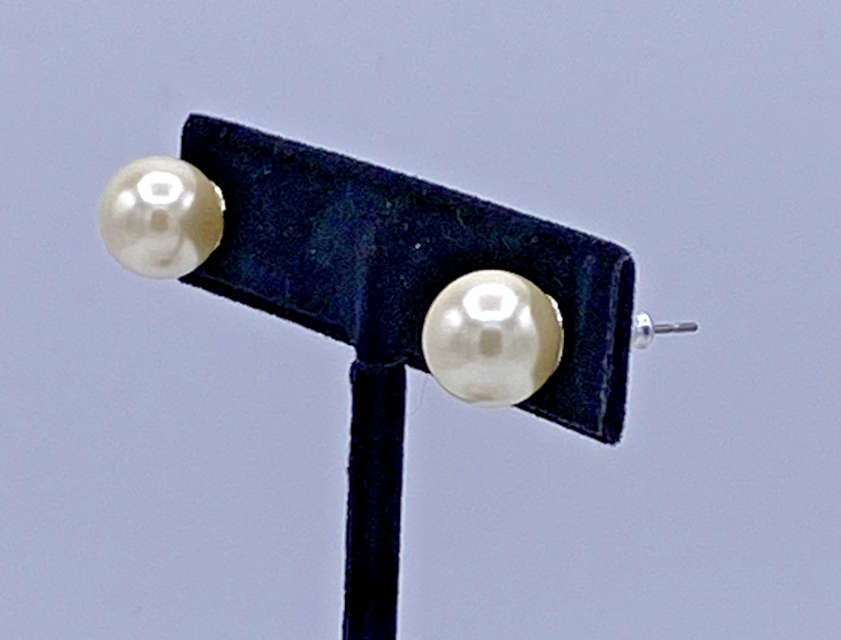 Charter Club White Imitation Pearl Stud Earrings 10 mm NOS