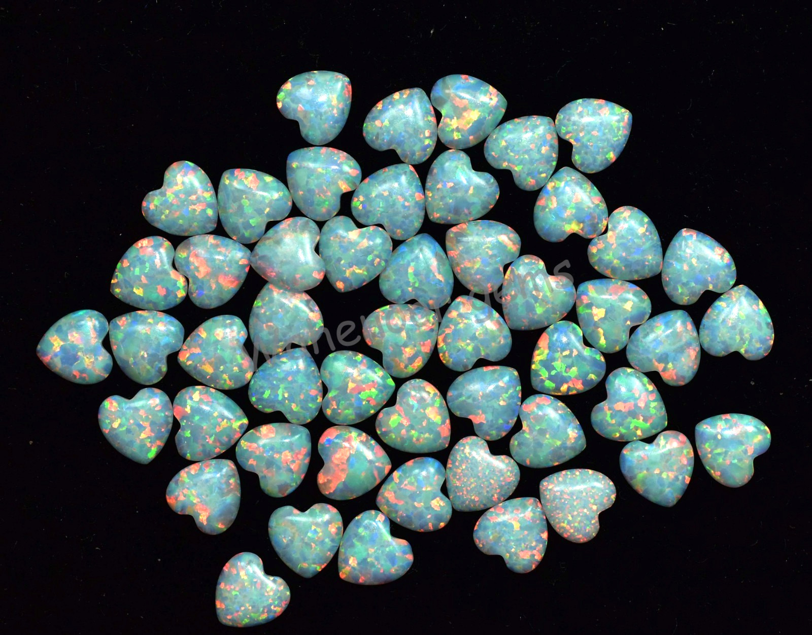 50 Pcs Natural White Fire Opal Heart Play Of Color 6.00 MM Certified Gemstone