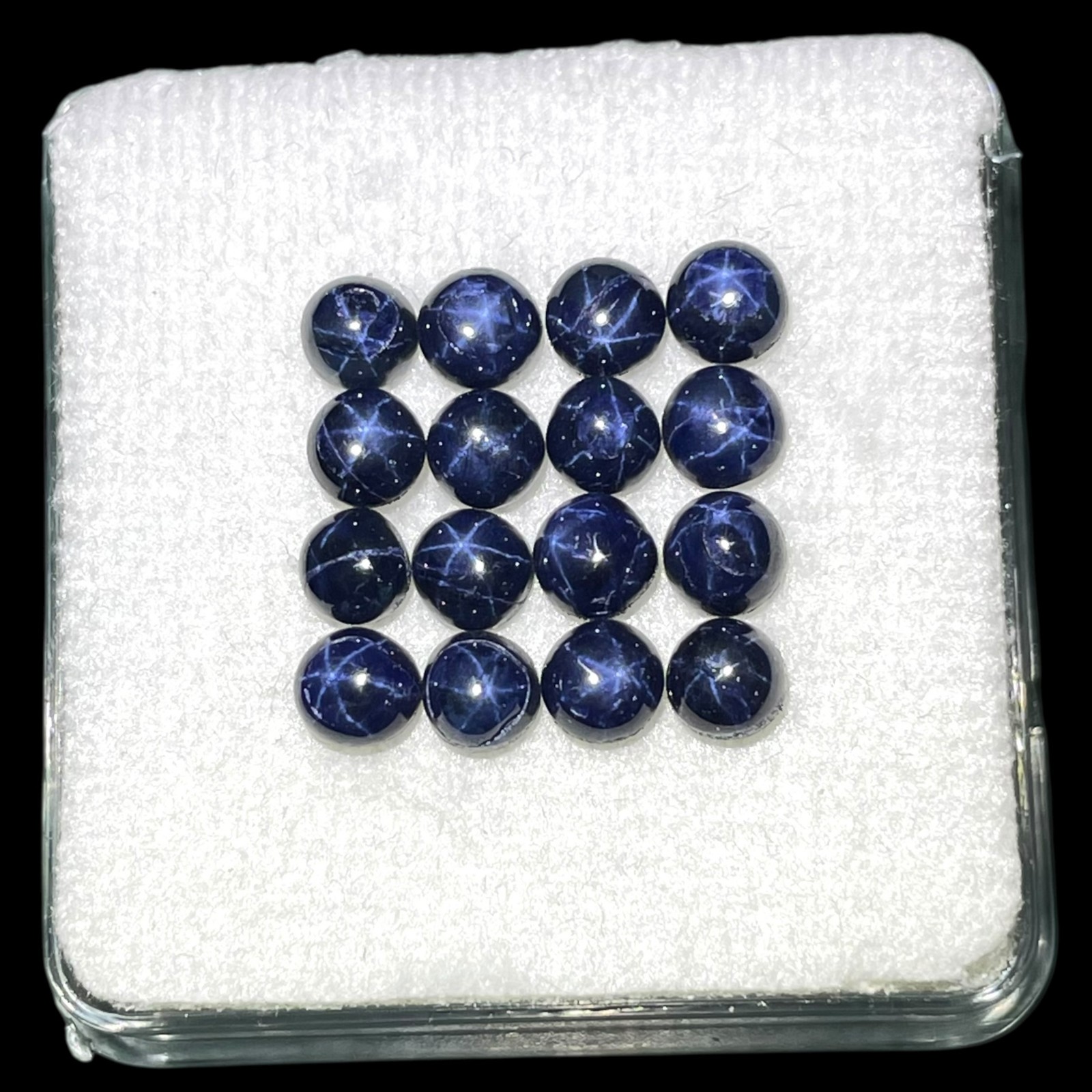 16 Pcs Natural Star Blue Sapphire 4mm Round Loose Cabochon Gemstones Lot