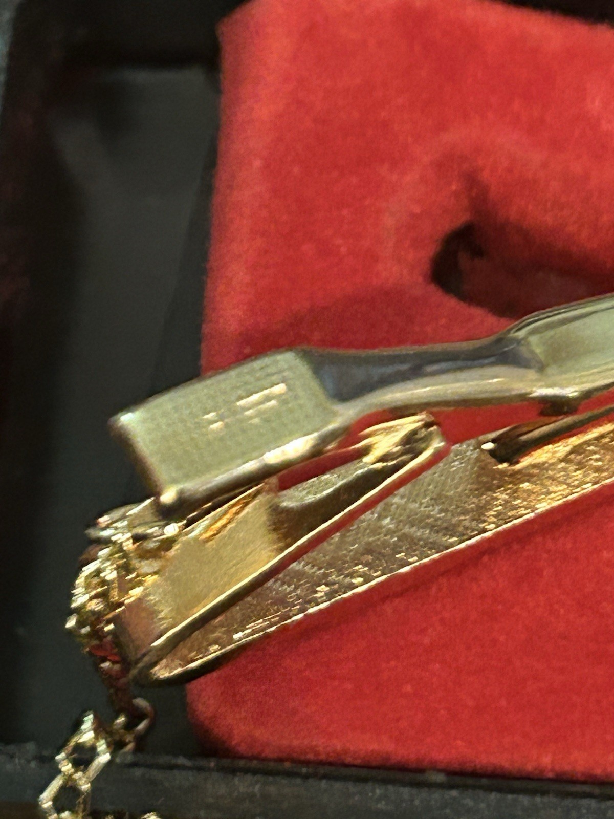 Vintage Two Tone Gold & Silver Color PARIS Tie Bar Clip With Chain