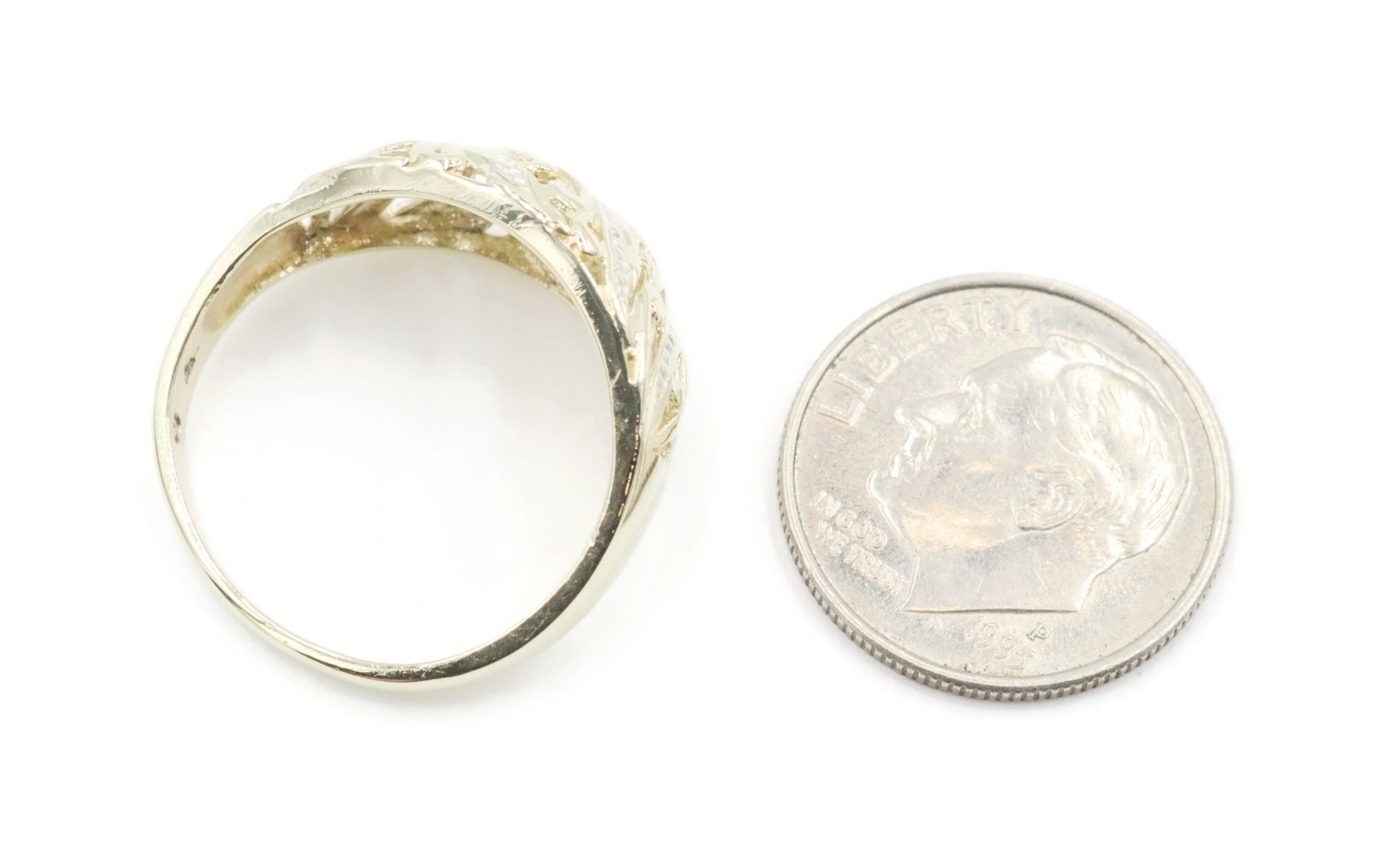 Women’s Estate 10KT Yellow Gold Filigree Cut Out 10.8mm Wide Dome Ring 2.30g