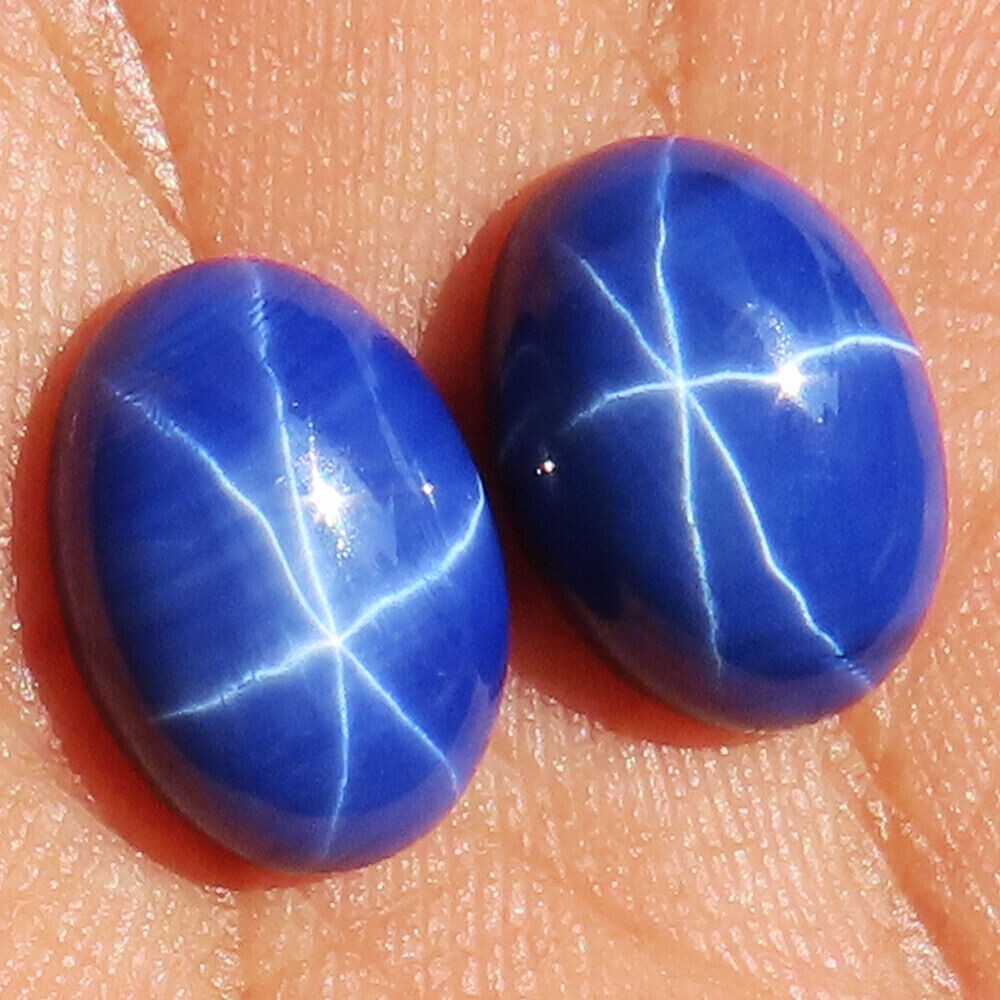 13.45 CT Natural Blue Star Sapphire Pair Oval Cabochon 10x12x5 mm Gemstone BC-33