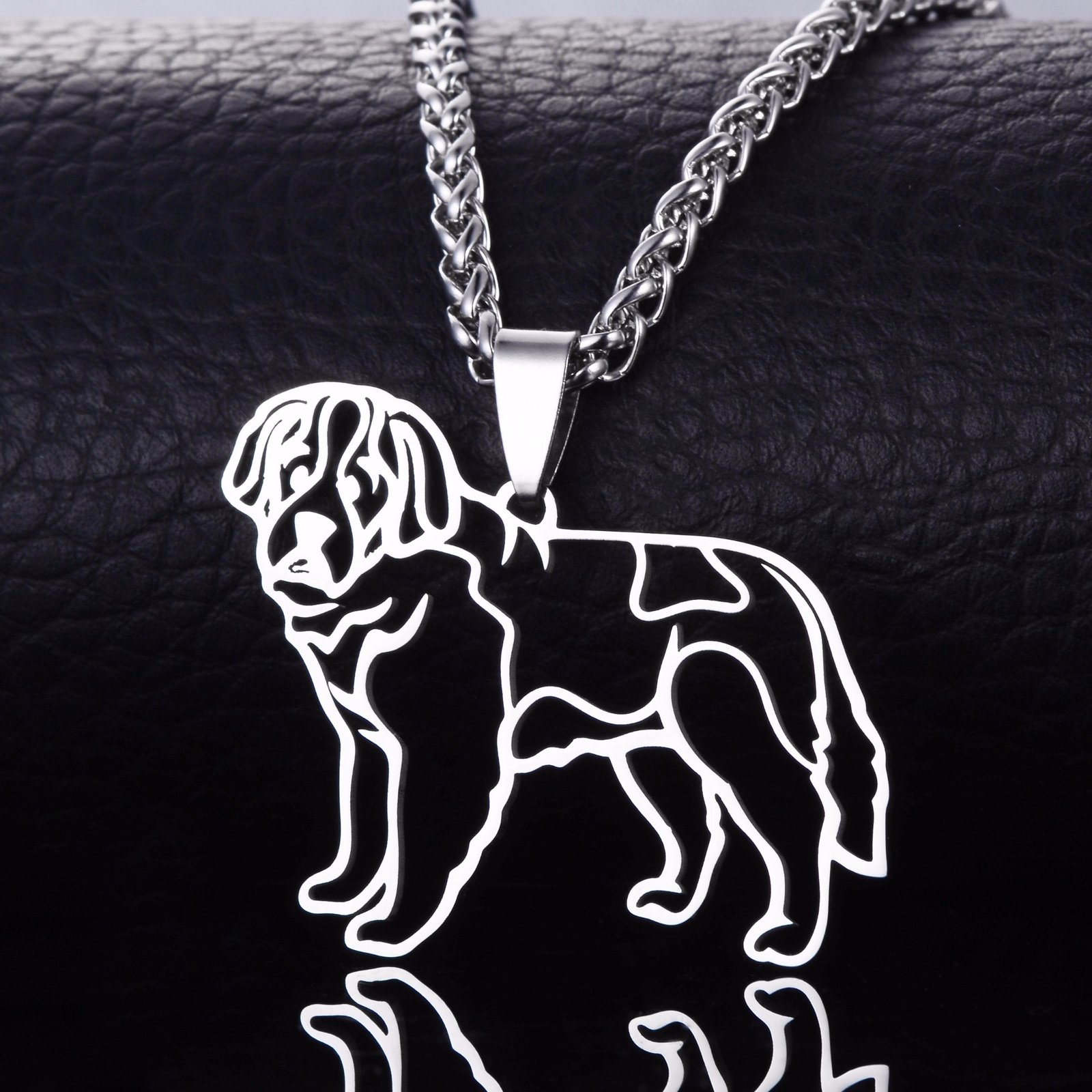 Stainless Steel Necklace Bernard Dog Bernhardshund Bernhardiner Mastiff Pendant