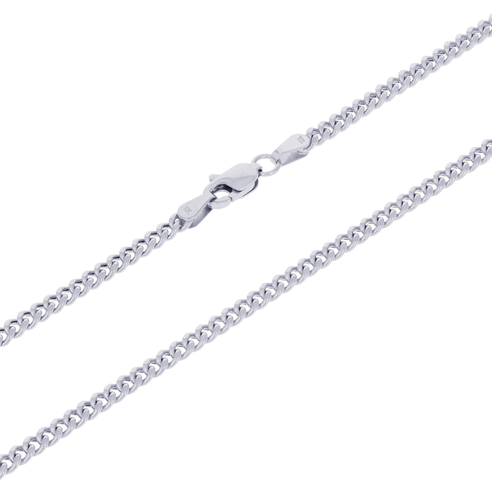 10K White Gold 3mm Miami Cuban Link Chain Bracelet Men Women 7″ 7.5″ 8″ 8.5″ 9″
