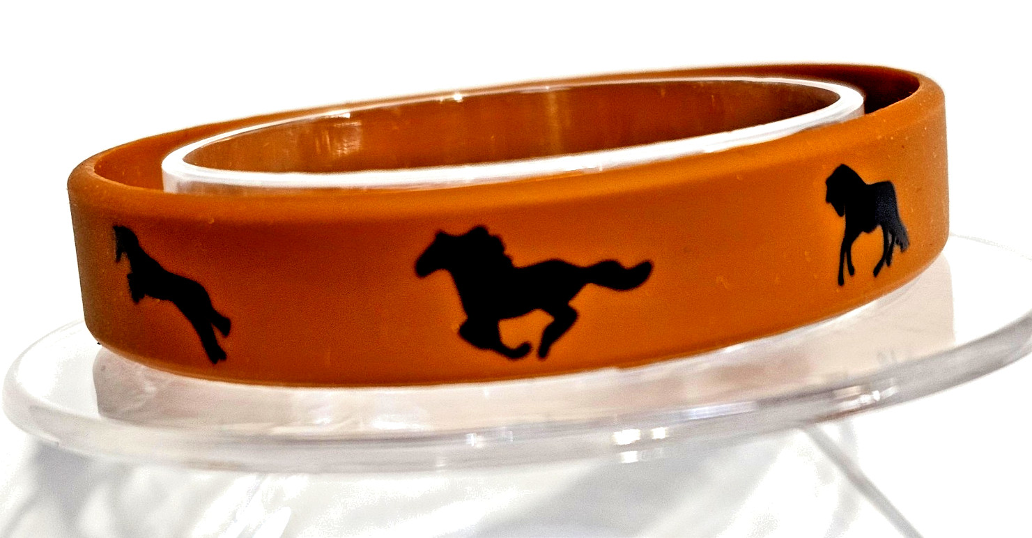 Silicone Rubber Bracelet Wristband Unisex ALL Ages ~ HORSES in 6 Colors