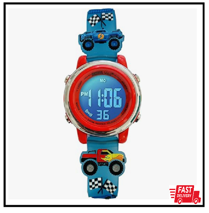 Monster Truck 3D Digital Light Up Watch for Boys – Waterproof School Watch