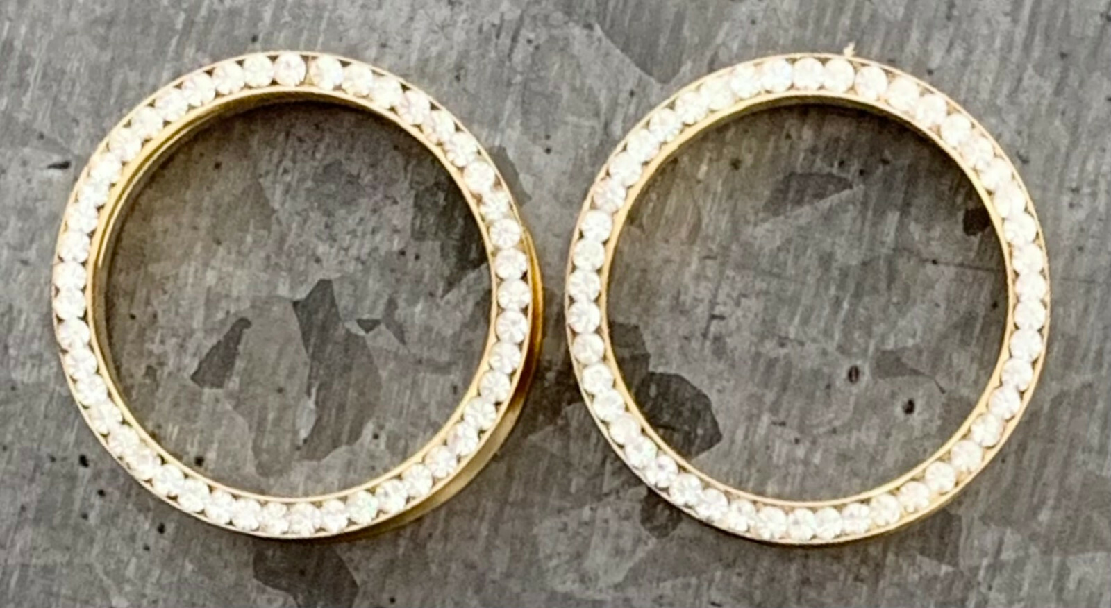PAIR Gem Rim Gold Double Flare Tunnels Internally Threaded Plugs Earlets Gauges