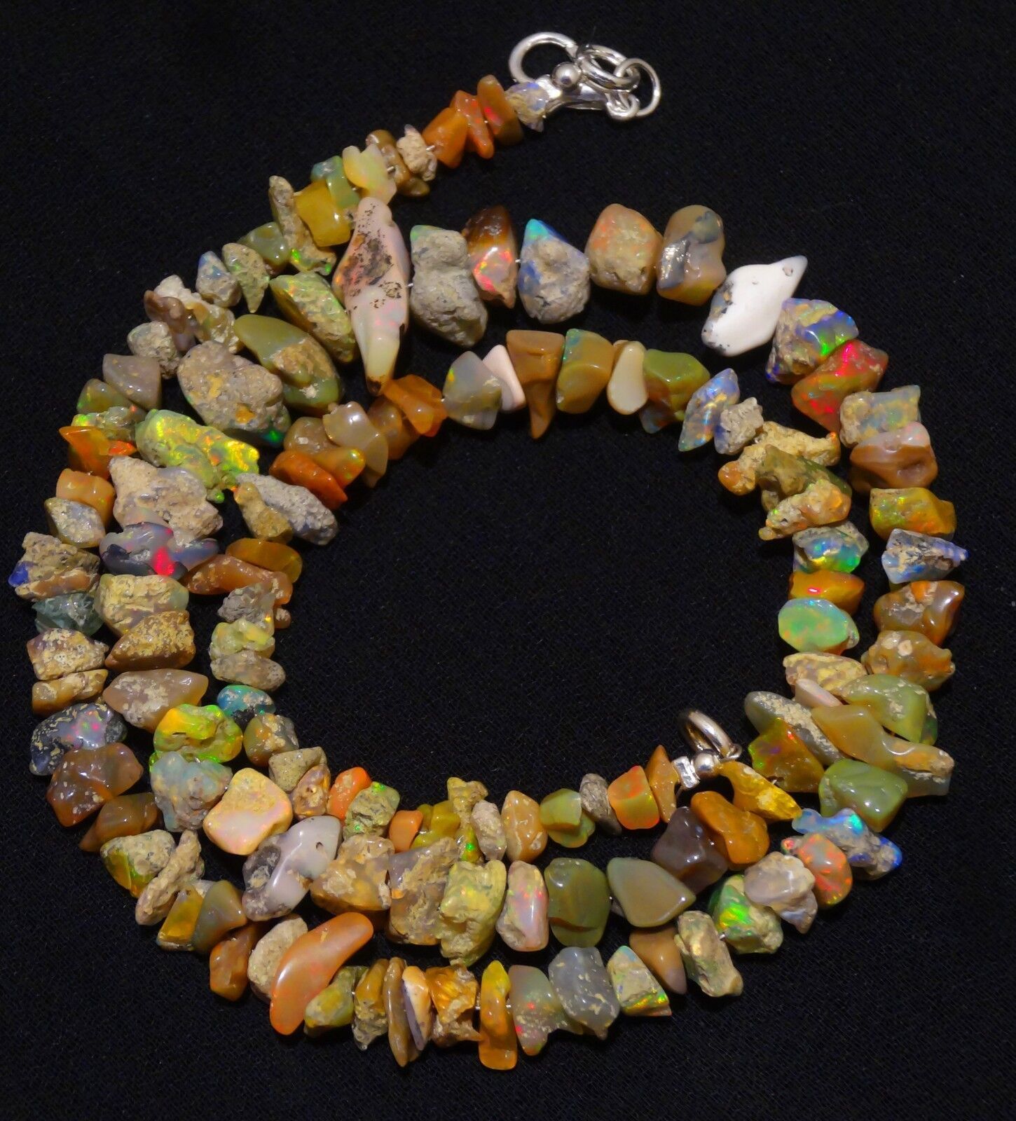 Natural Gem Ethiopian Welo Opal 4 to 10MM Approx. Uncut Beads Necklace 18″