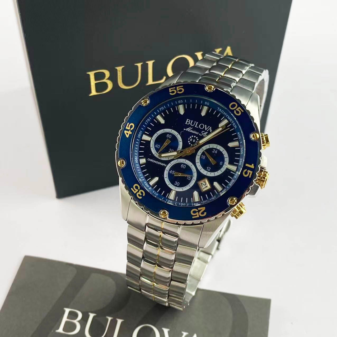 Bulova 98B400 Men’s Marine Star Chronograph Watch Blue Dial Men’s Quartz Watch