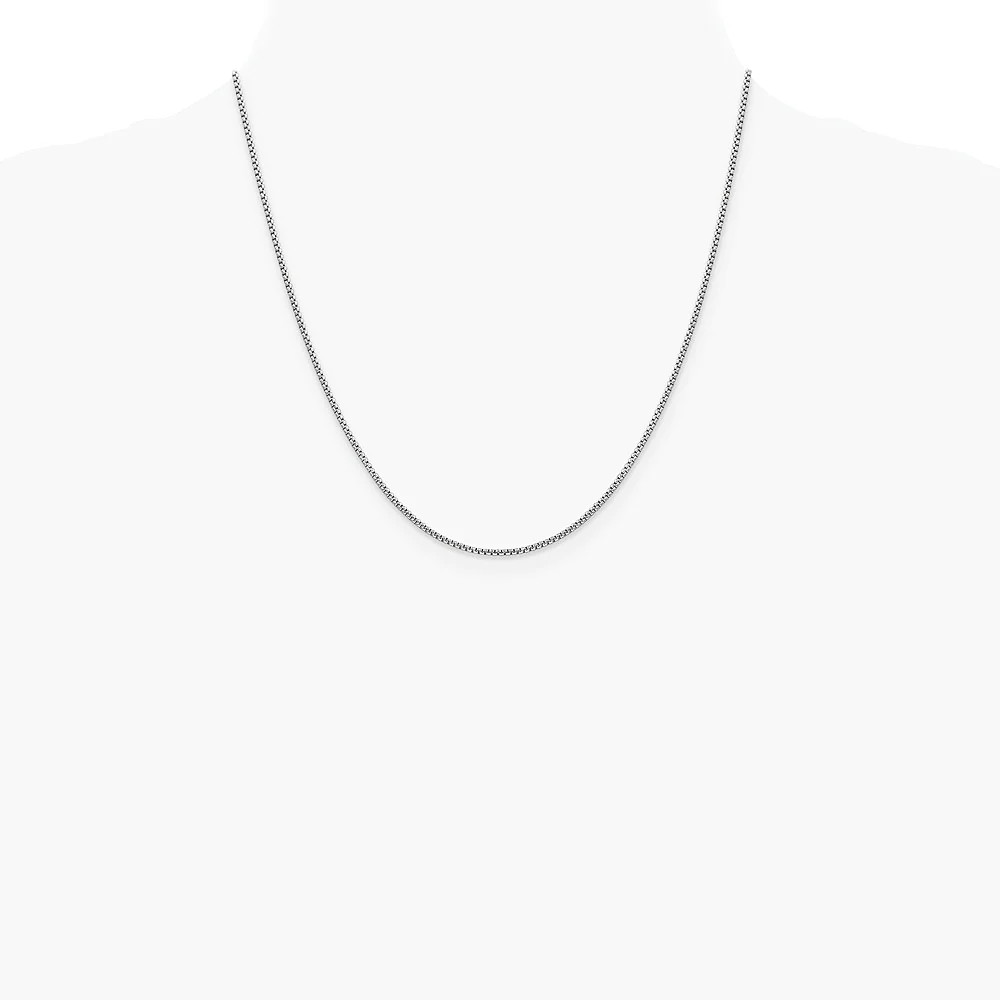 14K White Gold 1.5mm Semi-Solid Round Box Chain Necklace 16″-30″