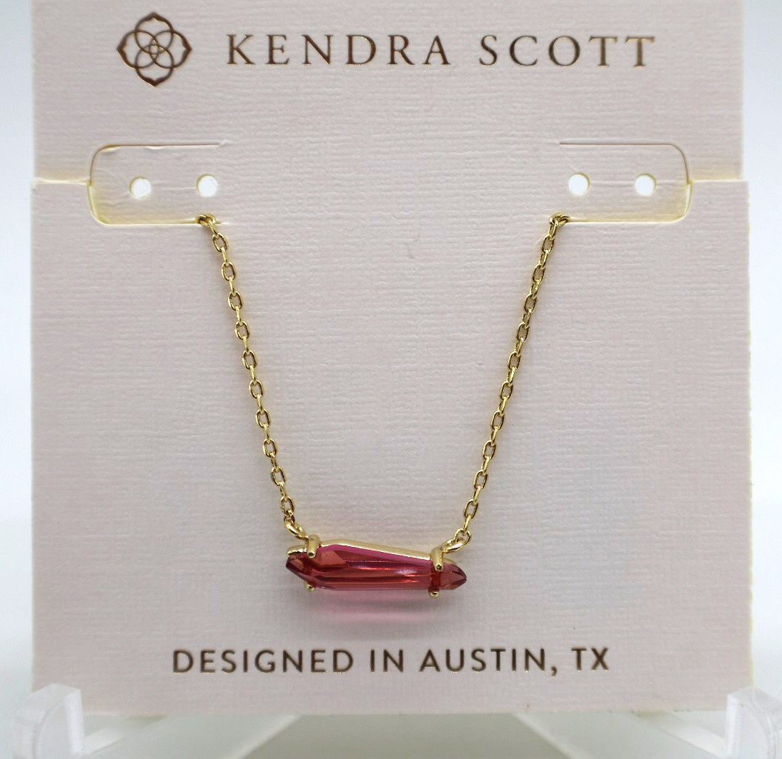 Kendra Scott Indie Pendant Necklace Red Glass 14k Gold Over Brass NWT