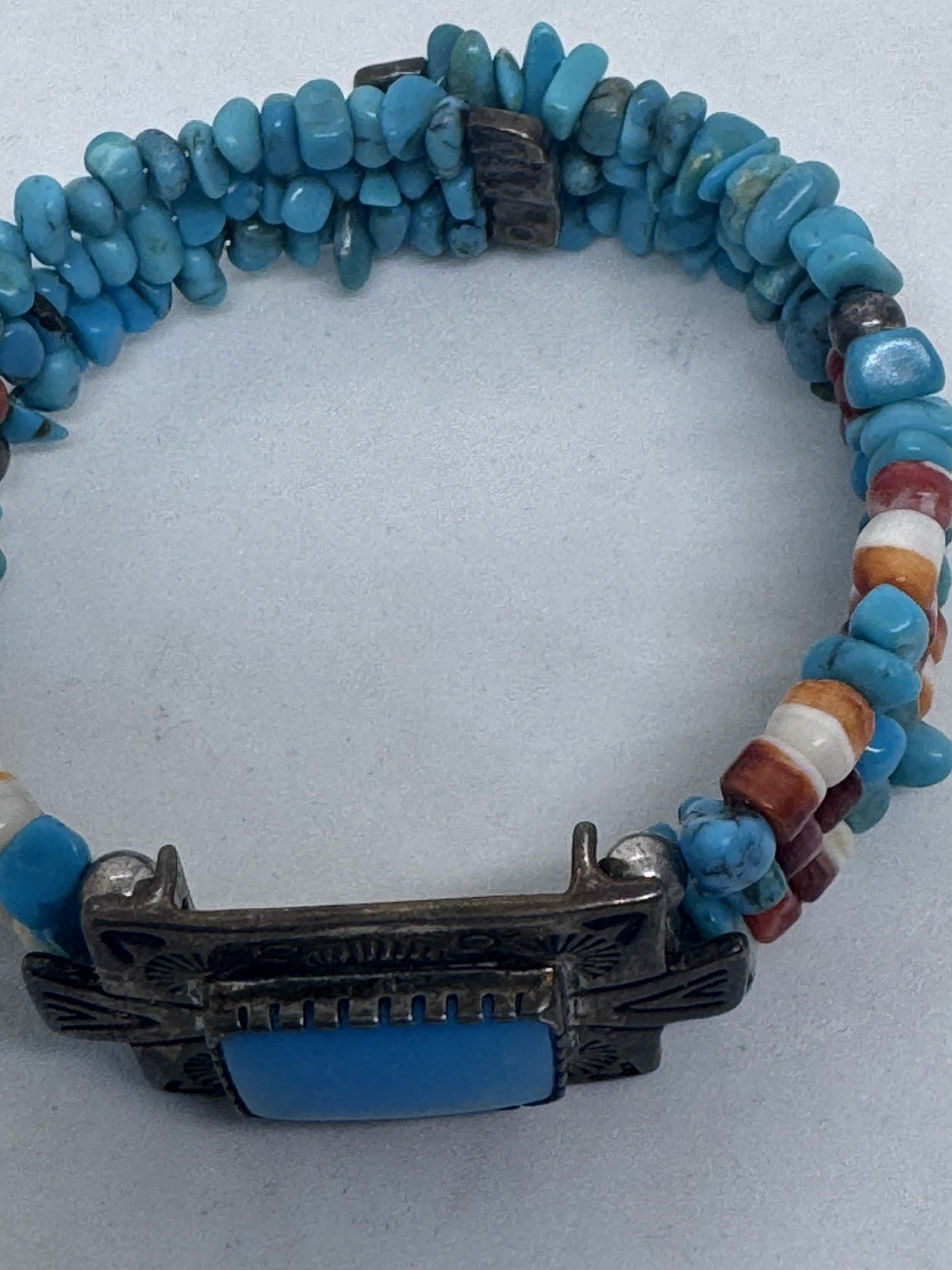 Pollack 925 Sterling Silver Turquoise Spiny Oyster Expandable Bracelet Signed