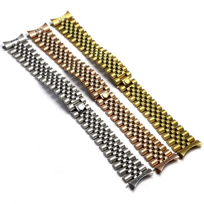 5 Bead Solid Stainless Steel Watch Band Straps Mens19 20 21mm for Rolex Datejust