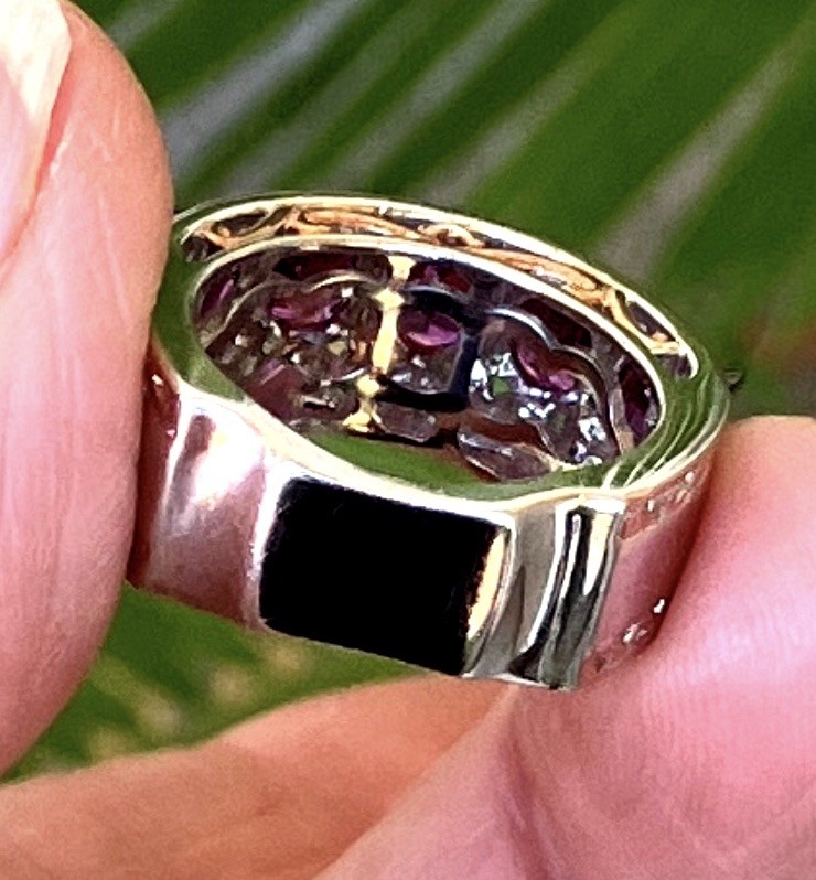 Gems En Vouge Micheal Valitutti 925 SS Gold Embraced Grape Garnet Ring