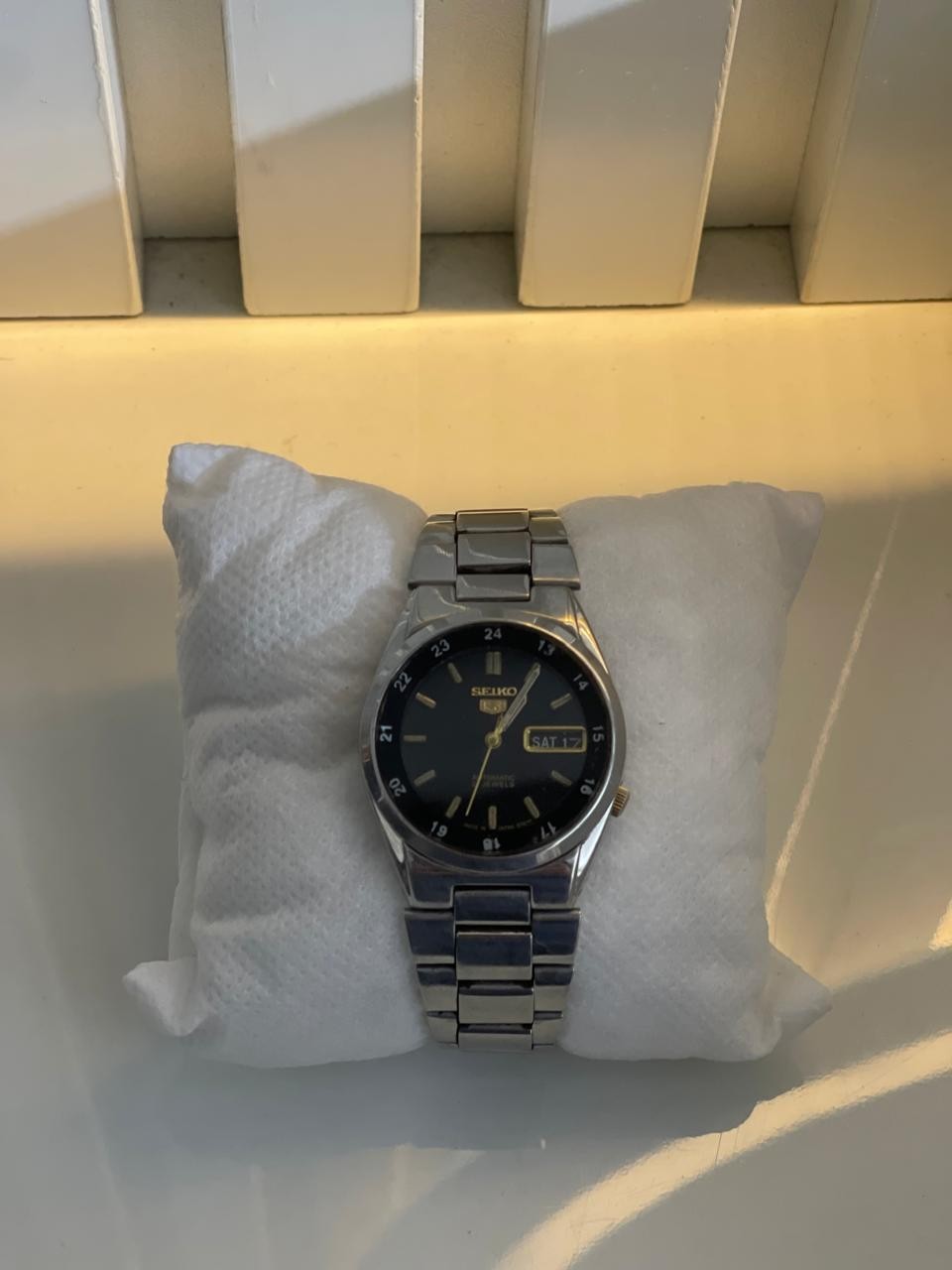 Seiko 5 SNK381 Black 24Hr Military Dial Arabic Day Automatic 21 Jewels Japan