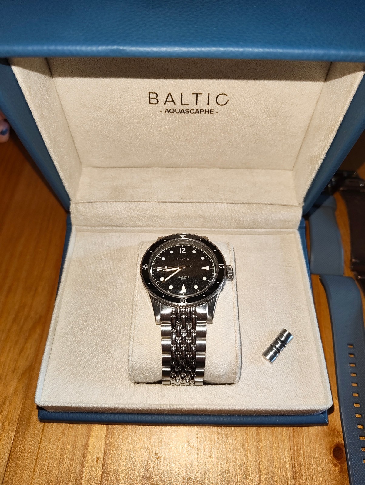 Baltic Aquascaphe Classic Black Automatic Diver, with extra straps and link.