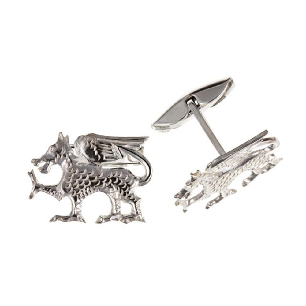 Welsh Dragon Cufflinks 925 Sterling Silver 20 x 15mm & Gift Box NEW