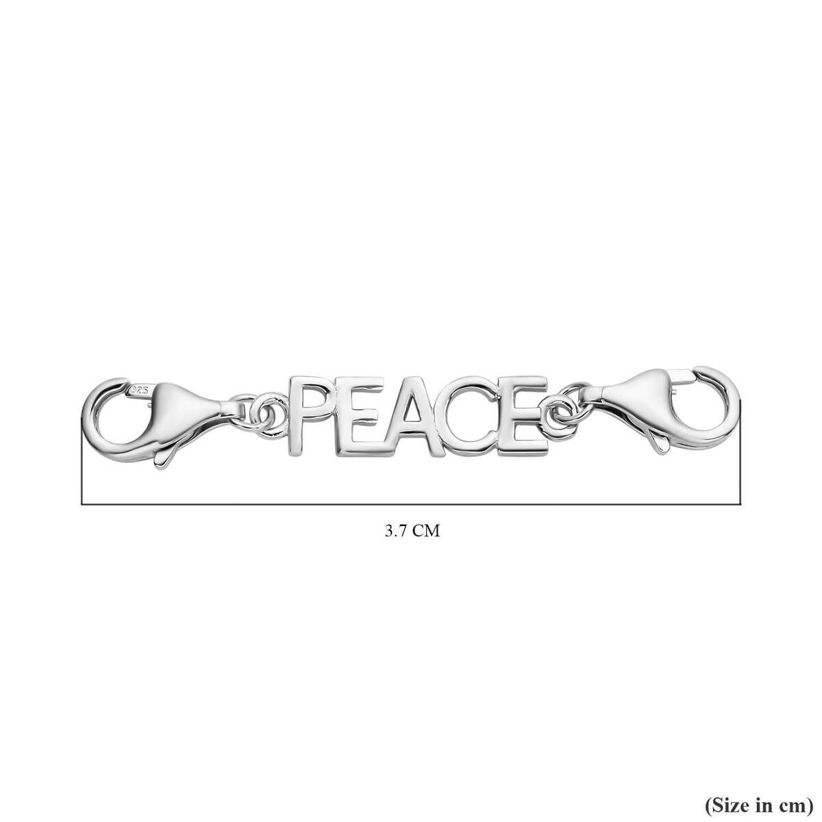 Lobster Lock Extender PEACE Rhodium Plated 9mm Lobster Lock 2pc