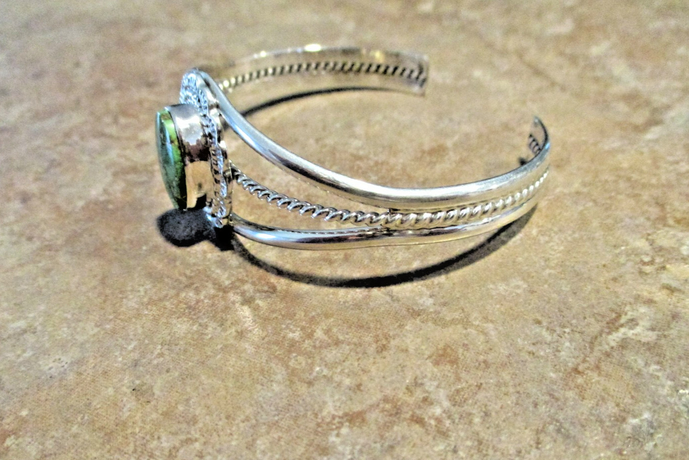Contemporary Navajo Sterling Silver PREMIUM TURQUOISE Bracelet Signed AC