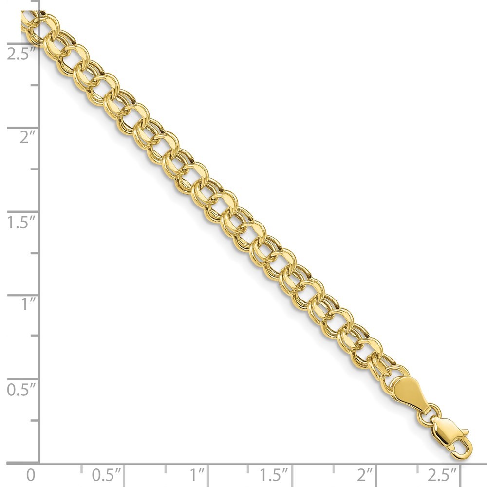 10k Yellow Gold Lite 5mm Diamond-cut Double Link Charm Bracelet 8.25″ 2.51gm