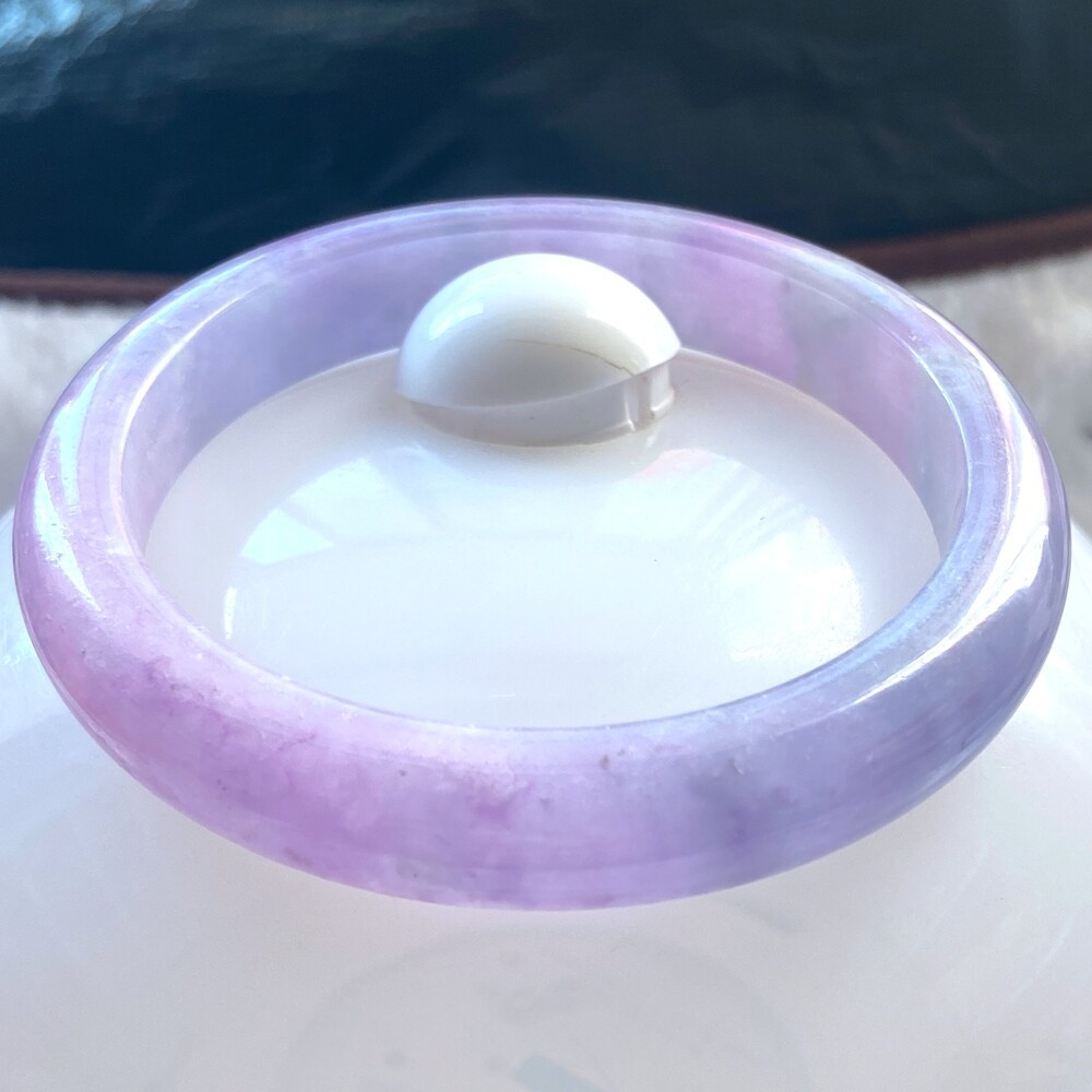 Certified Grade A Lavender 57-58mm Natural Burma Jade jadeite Bangle Bracelet