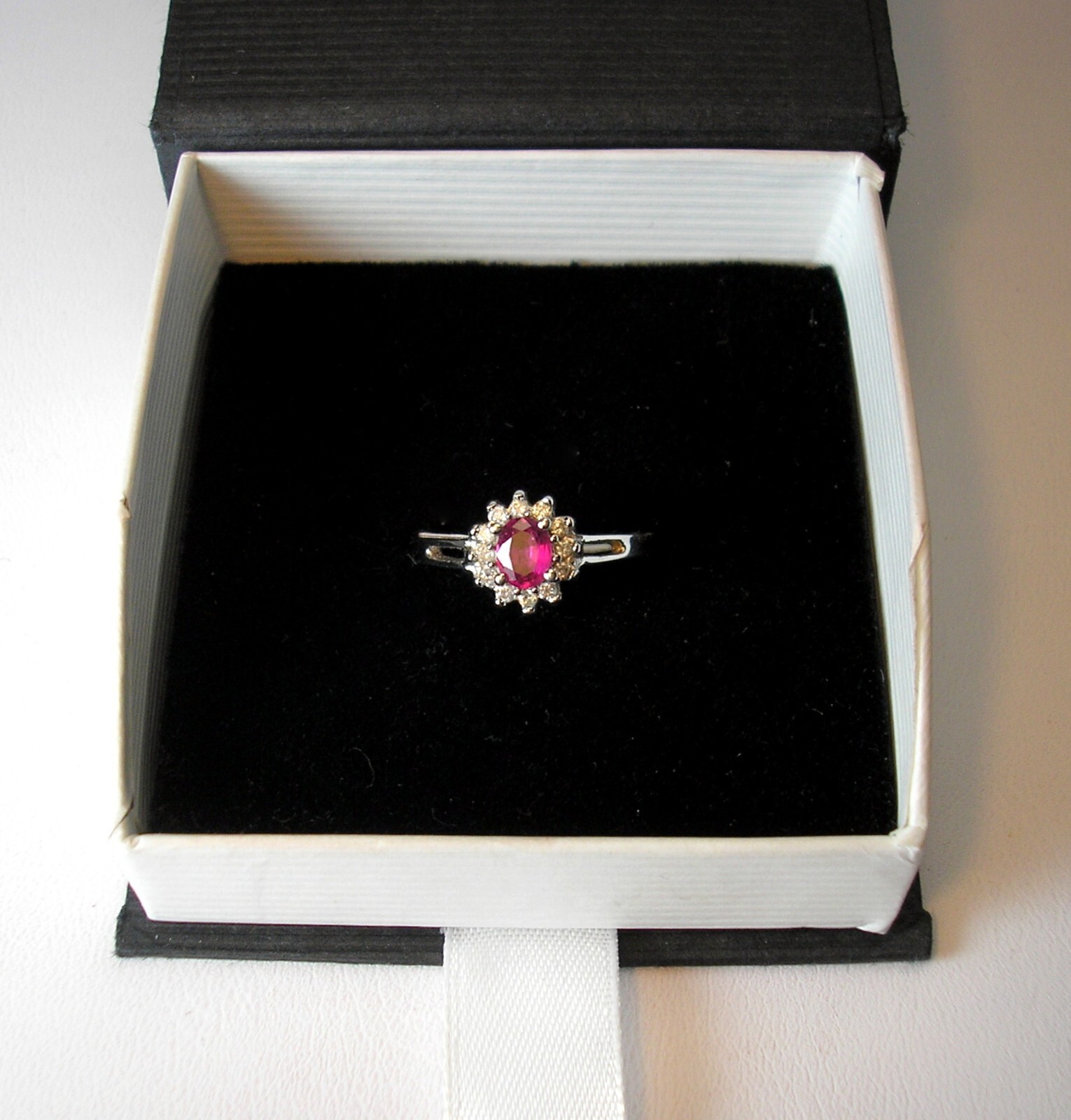 Est 0.36 ct Genuine Natural Ruby & Diamonds 14K White Gold Ring Was $895 Video
