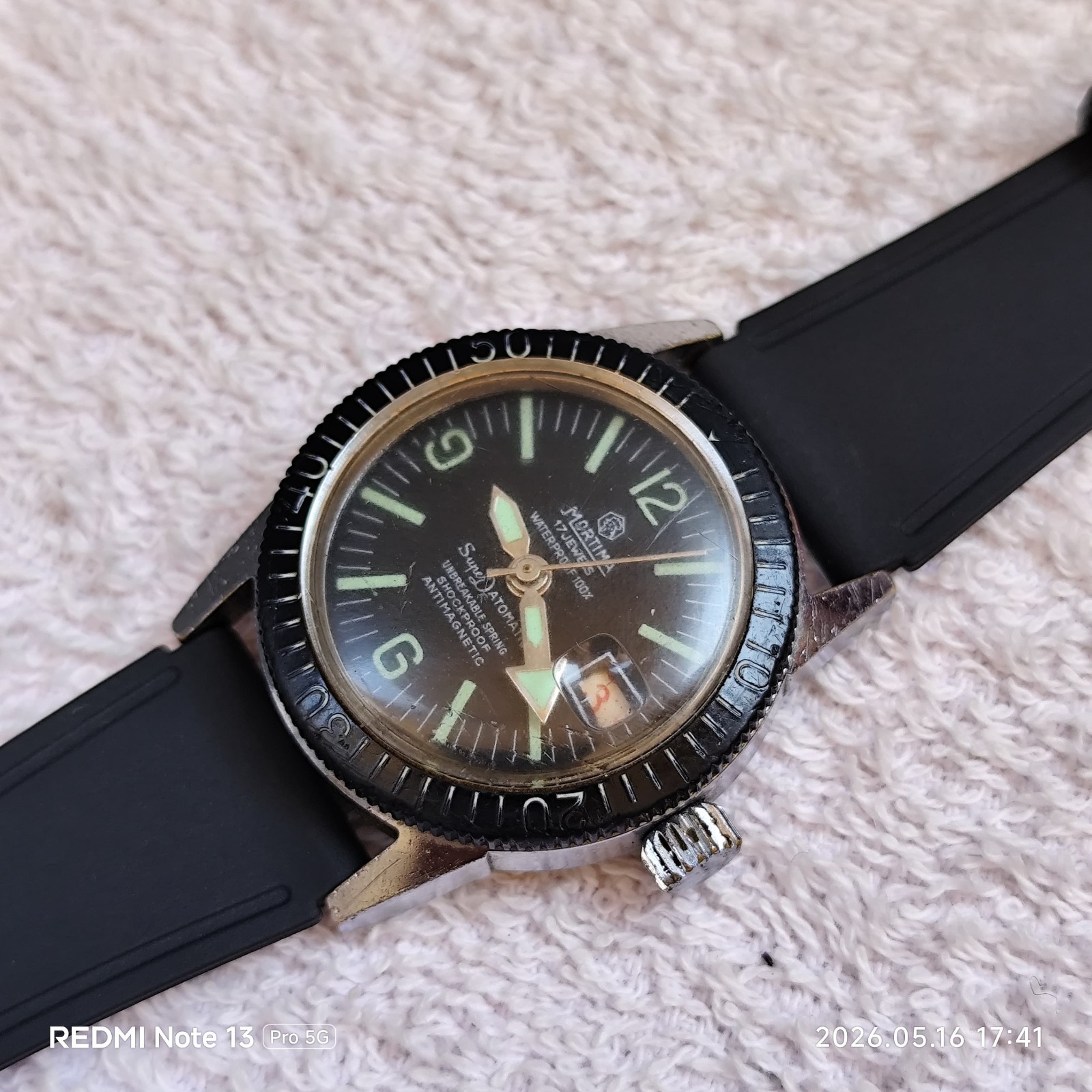 Vintage Mortima Super Datomatic 17 Jewels Mechanical Skindiver Watch – 1970s