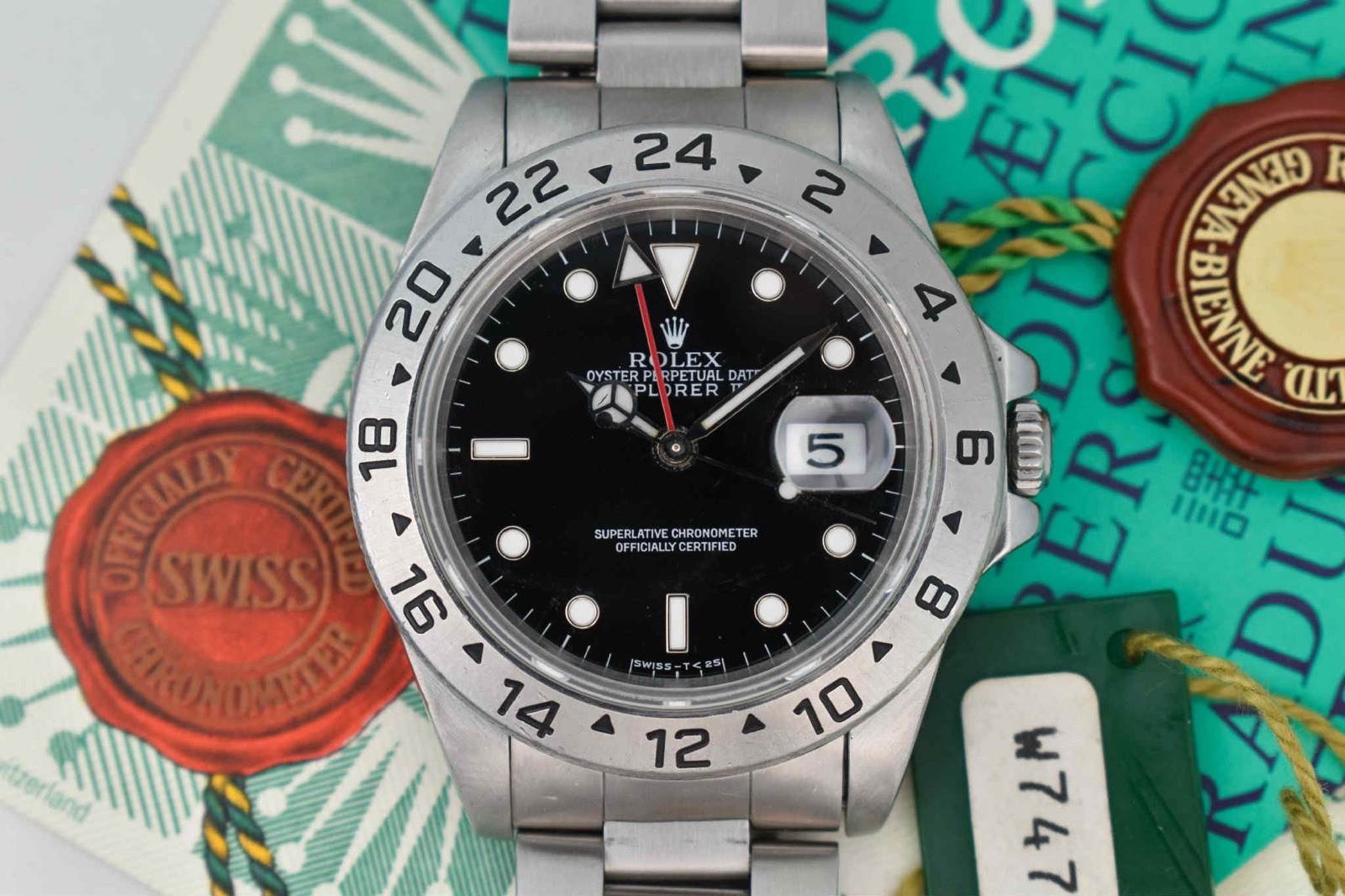 Rolex Explorer 16570 Silver Oyster Bracelet with Silver Bezel With Papers
