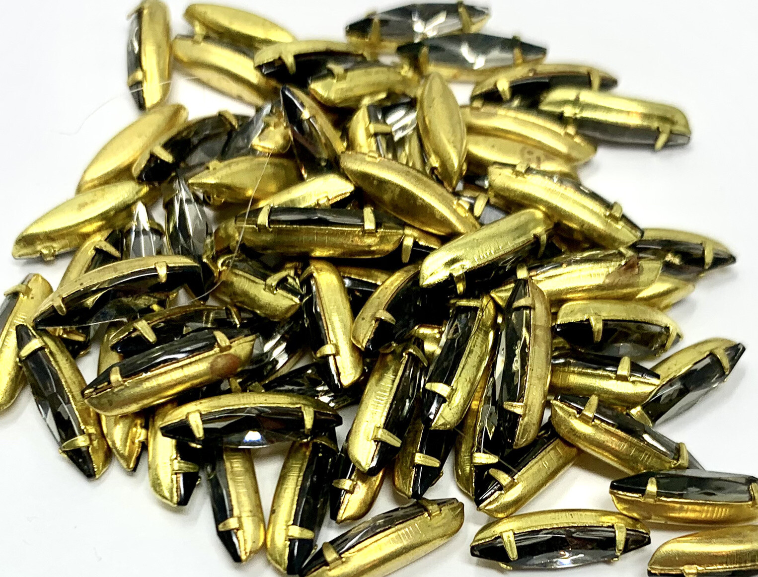 25 Pcs Swarovski 15x4mm Black Diamond Navette Craft Jewelry Repair Rhinestones