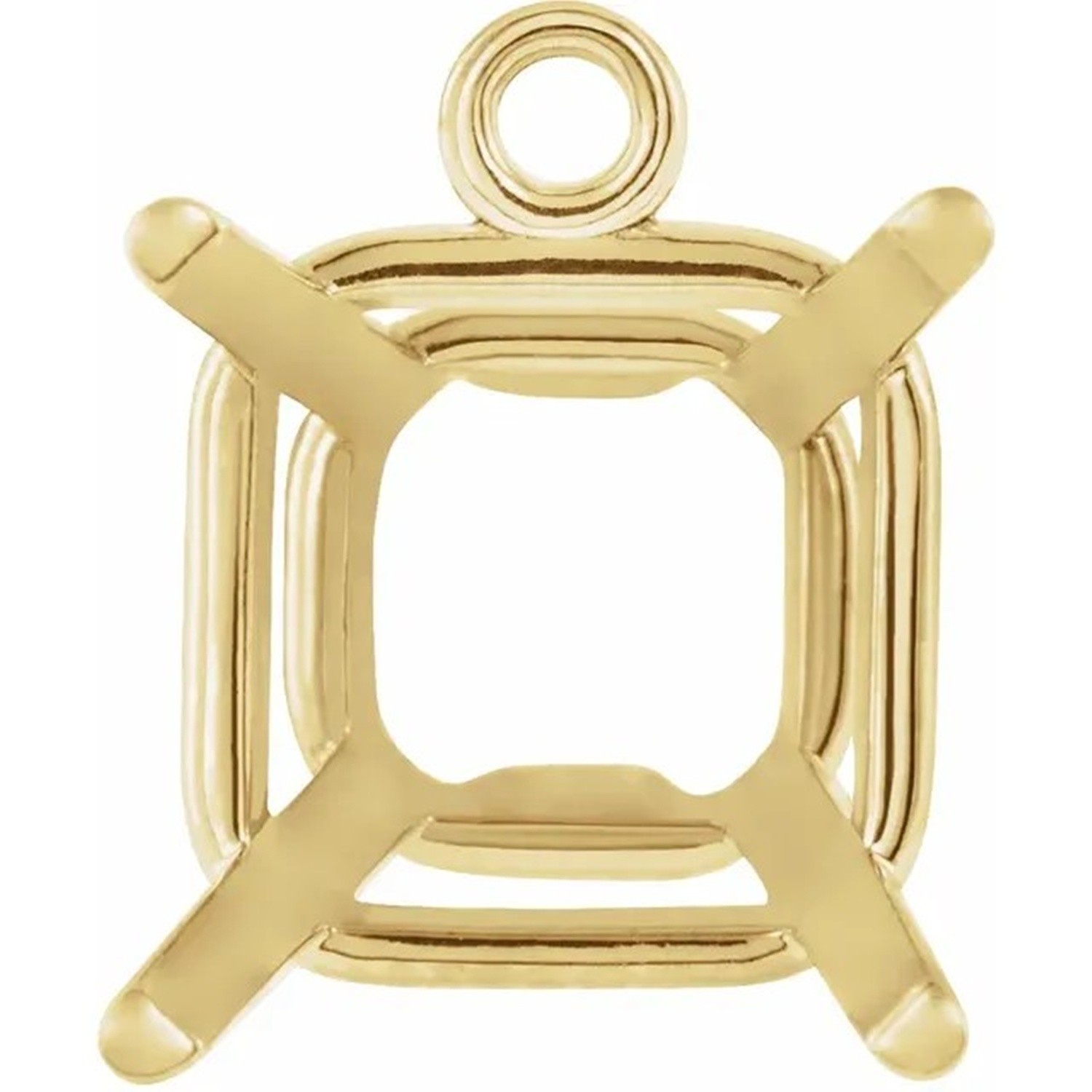 14K Yellow Gold Dangle Setting Princess Cut 4 Prong Basket Designed Mounting USA