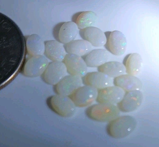 Vtg Lot Genuine Gems white Fire Opal Oval Size 6x4mm Mix Lot 20pcs