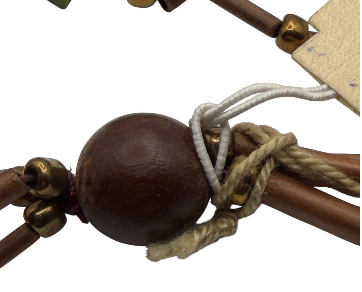 Tribal Boho 3 Strand Glass Wood Eco Necklace 34″ Botanical Harvest Philippines