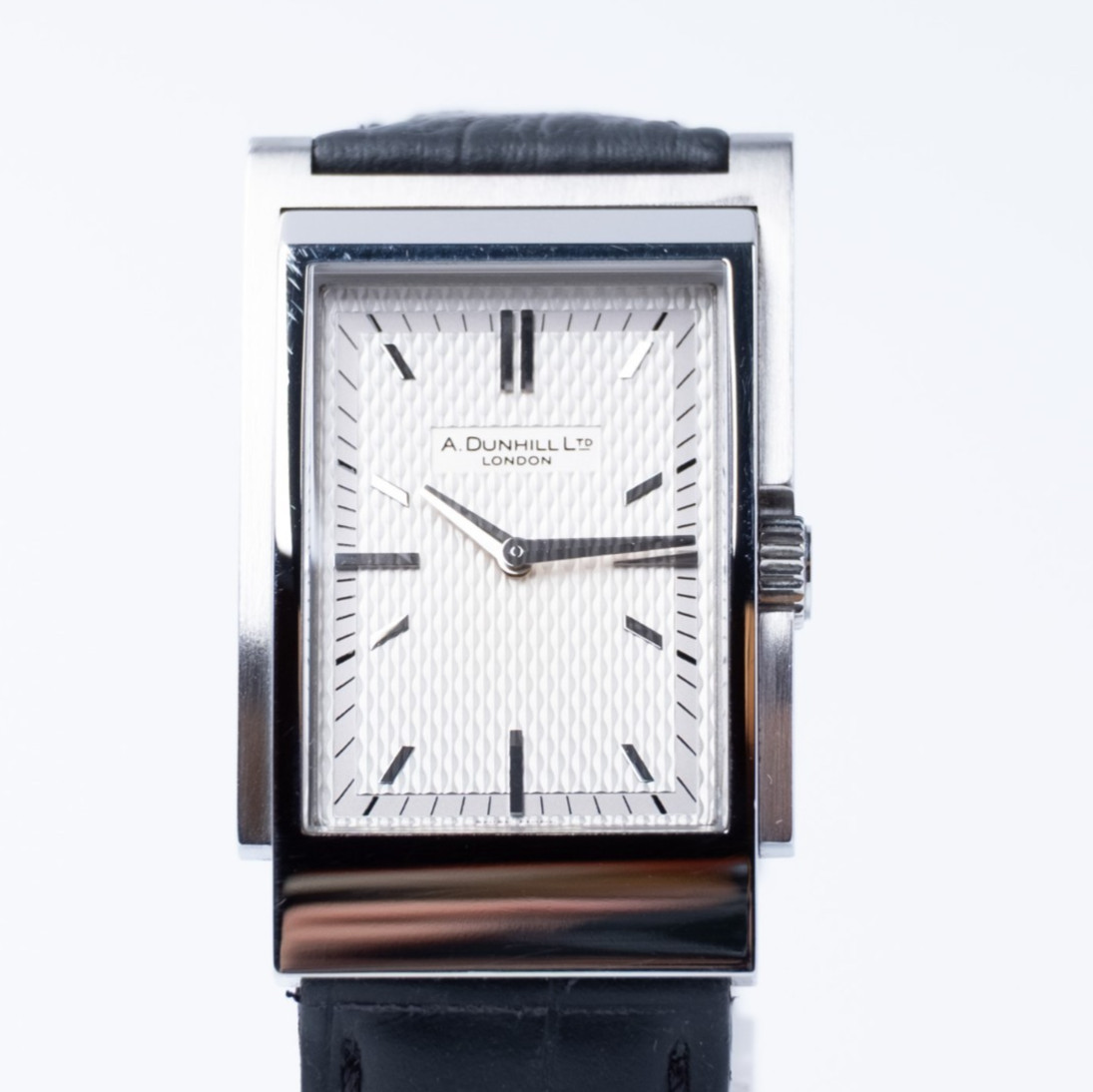 [EXC+5] DUNHILL Wafer 8035 Silver White Dial 26mm Tank Quartz Men’s Watch