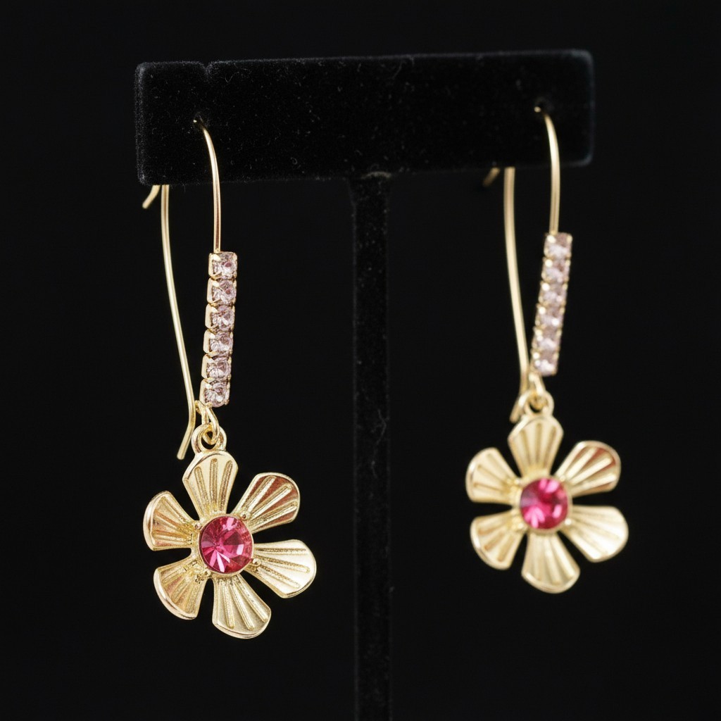 US Seller Betsey Johnson Flower Long Drop Earrings