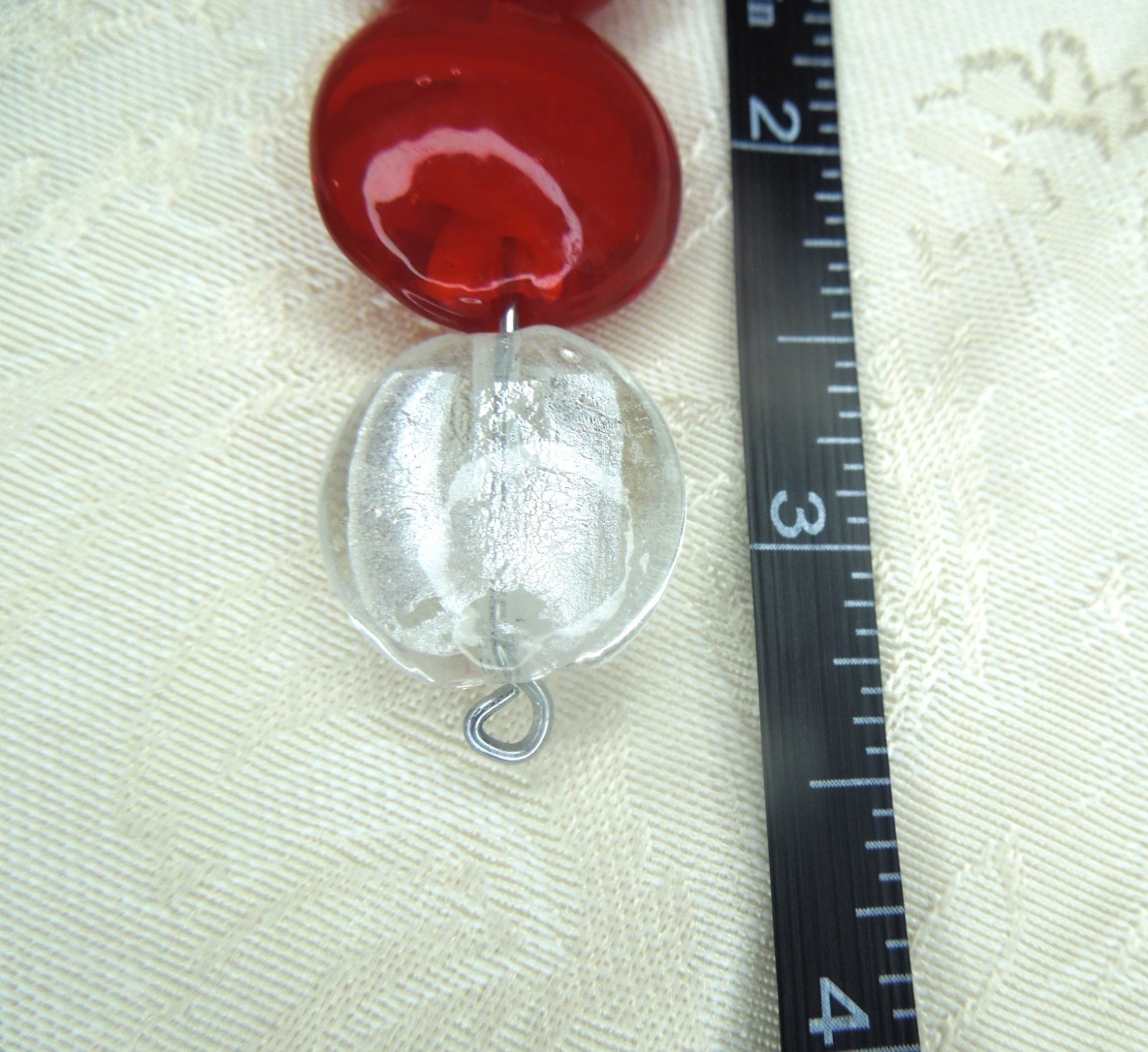 Bakelite Dangle Modern Style Earrings Murano Glass Handmade Post Red Black