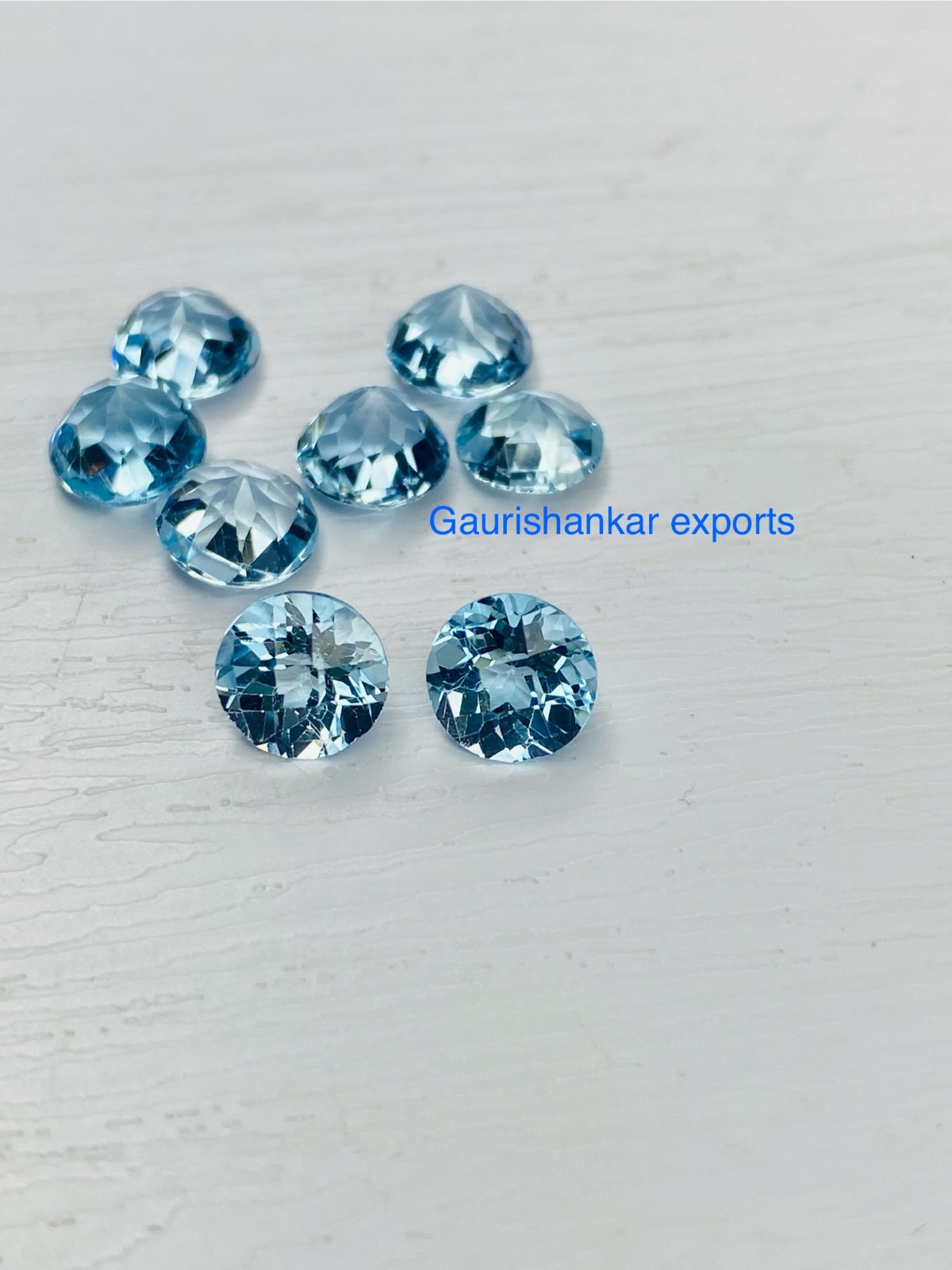 Blue Topaz Faceted Round Checkerboard Cut Loose Gemstone 6×6 MM TO 11×11 MM DG