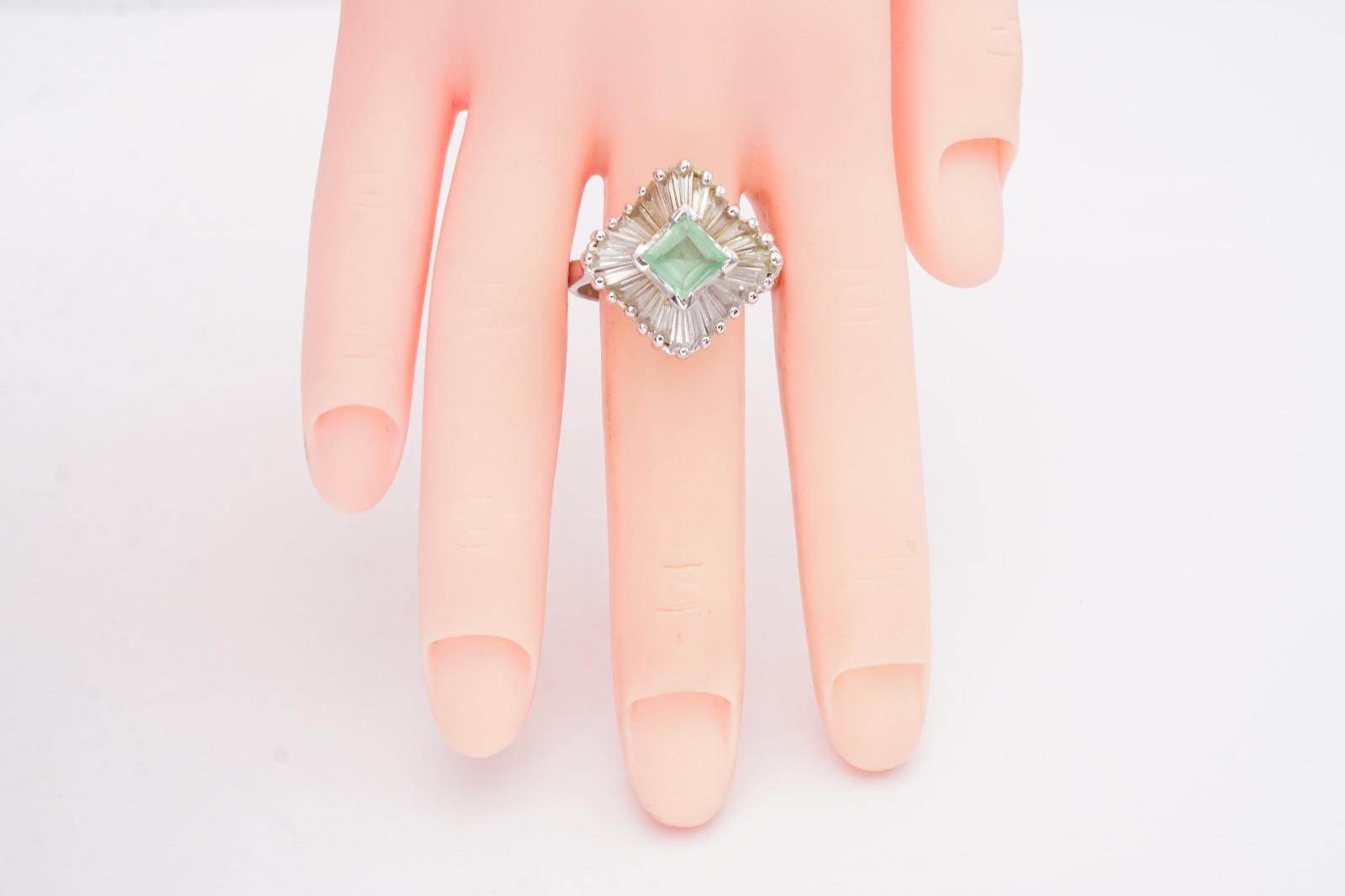 Sterling Silver 925 Lab-Created Green Spinel CZ Ring Size 10