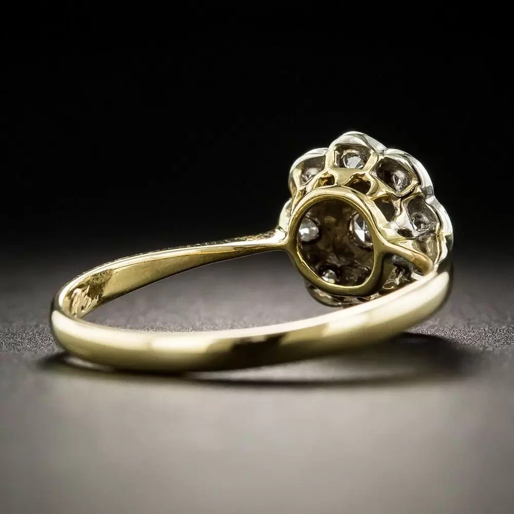 Vintage Art Deco 0.36ct White Round Bezel Set Engagement Ring 14K Gold Finish