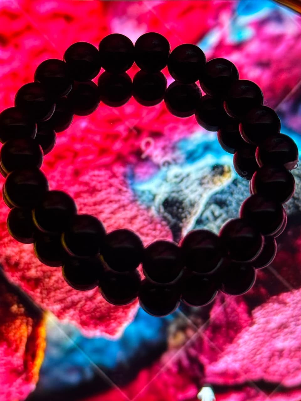 Black Beaded Stretch Bracelet for Men Women 8mm Beads Gift for Him Her