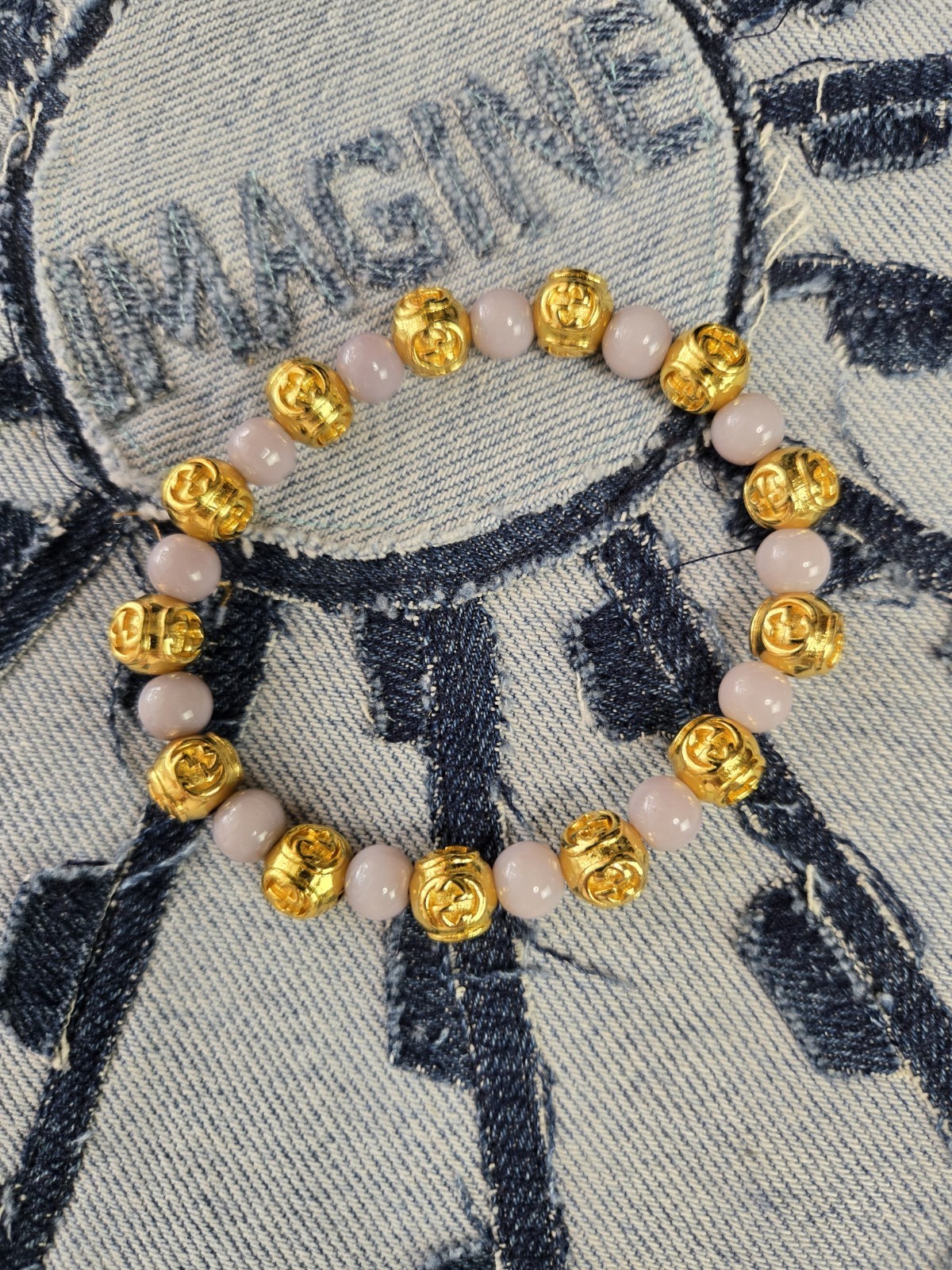 Gold Beed And Gray Stone Beed Designer Unisex Designer Stretches